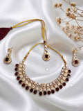 Gold Plated Maroon Stone Necklace Set