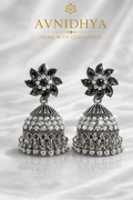 Floral Crystal Jhumka Earrings