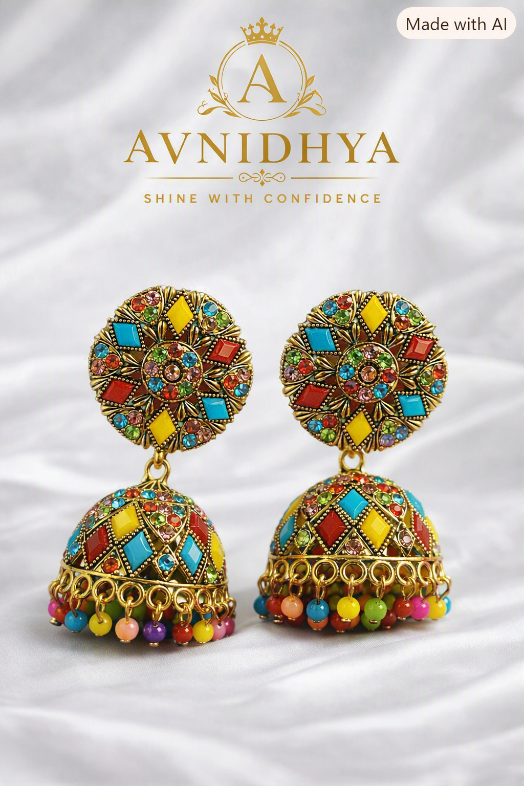Multicolor Traditional Jhumka Earrings