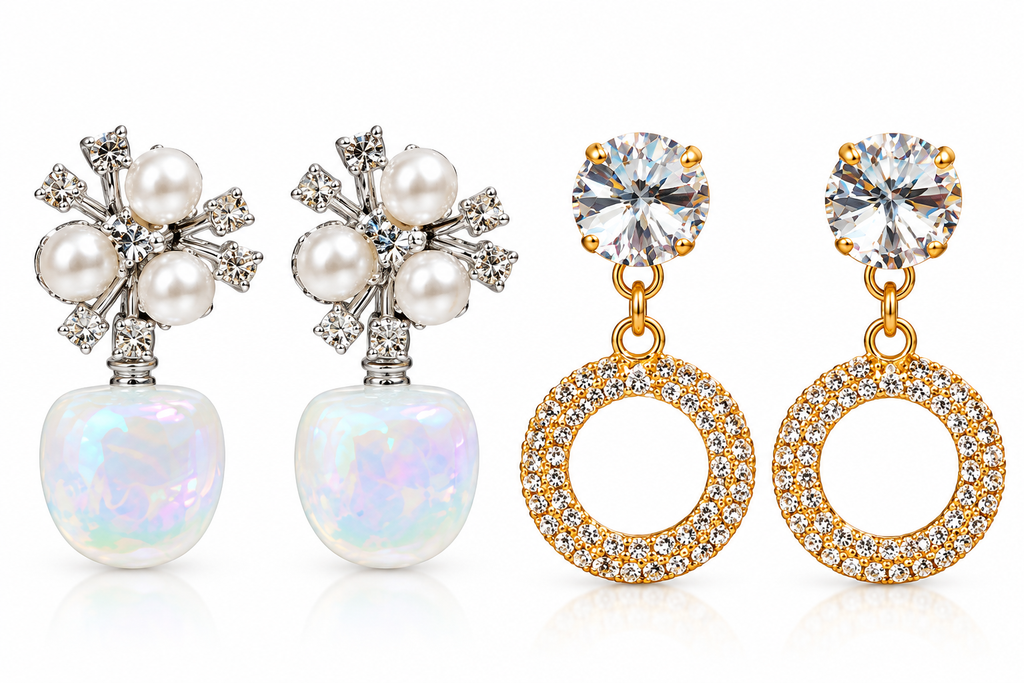 Pearl & Crystal Earrings Combo