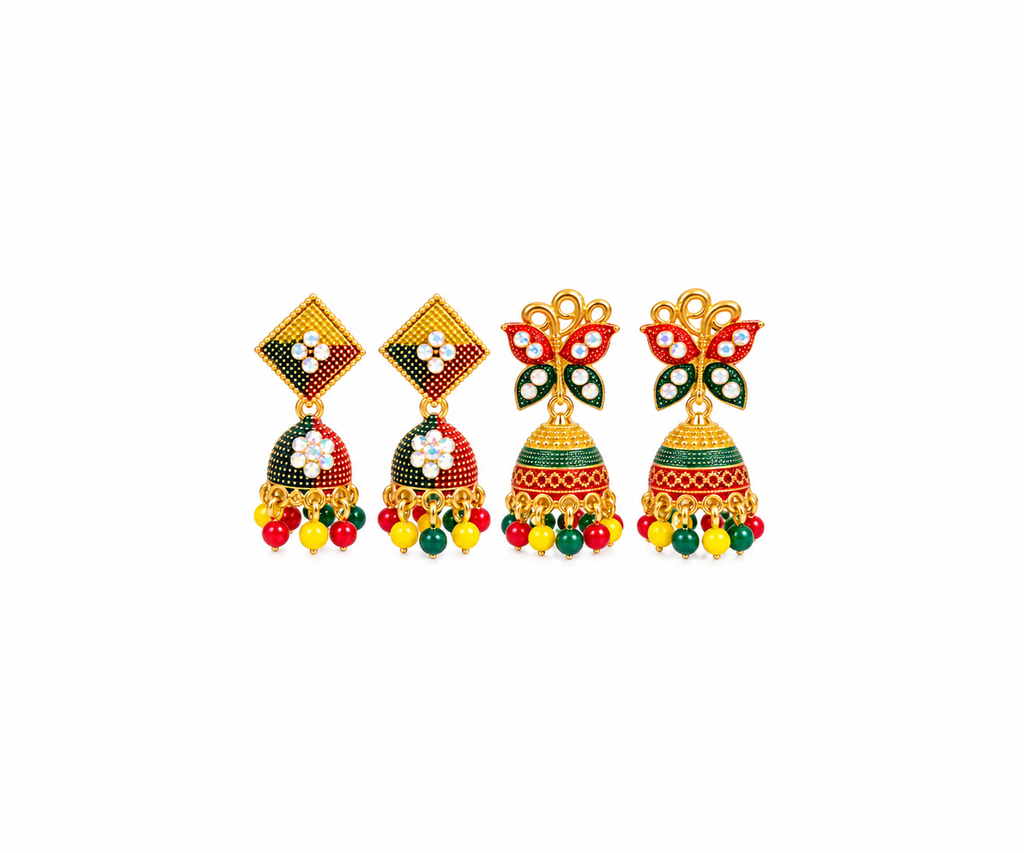 Multicolour Festive Jhumka earrings