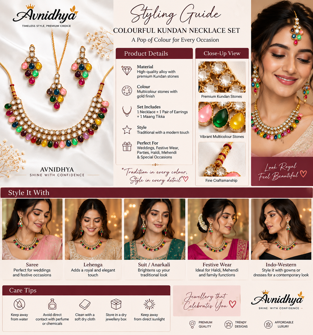 Multicolor Kundan Necklace Set