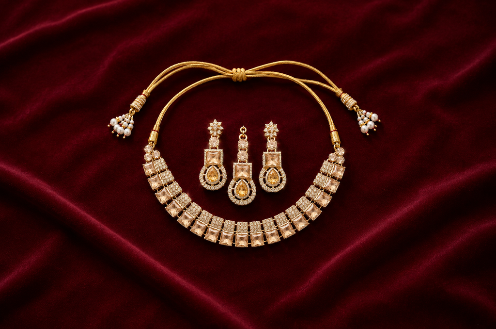 Rose Golden Kundan set