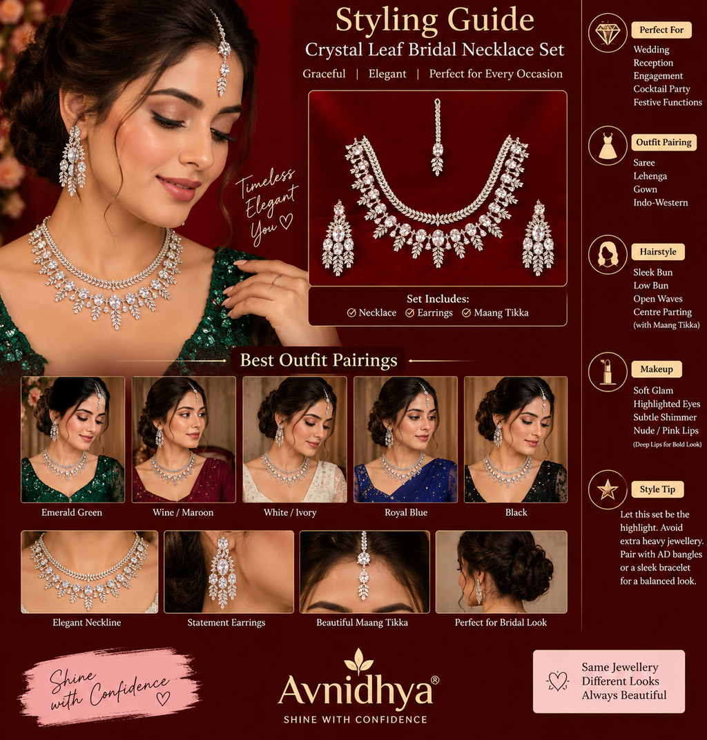 Crystal Leaf Necklace Set