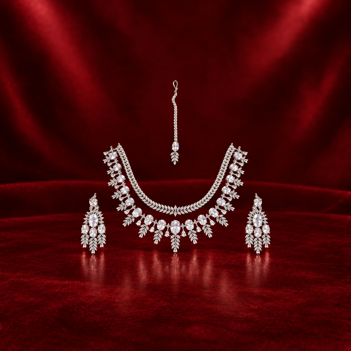 Crystal Leaf Necklace Set
