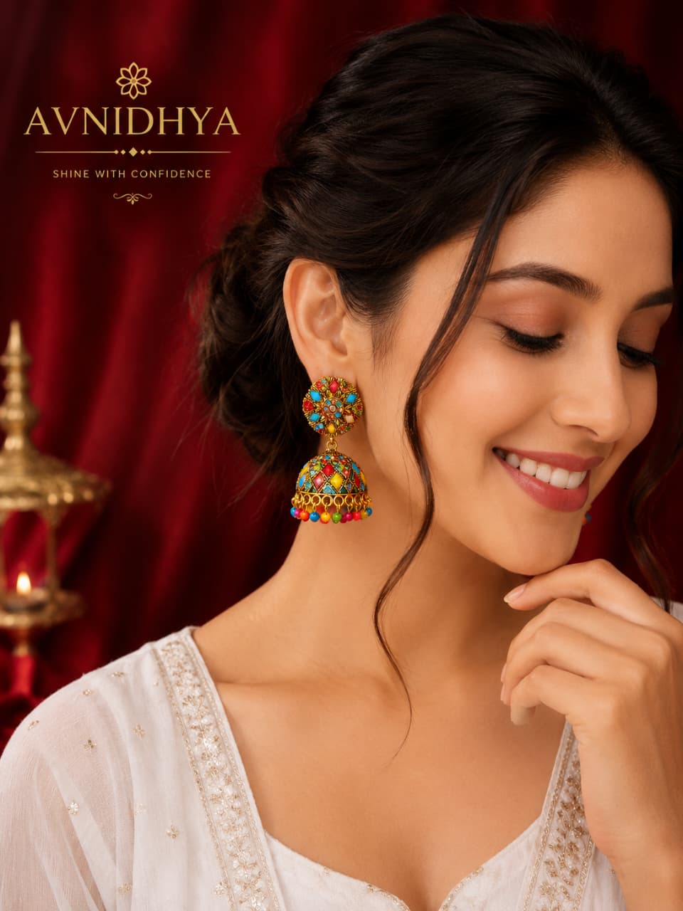 Multicolor Traditional Jhumka Earrings
