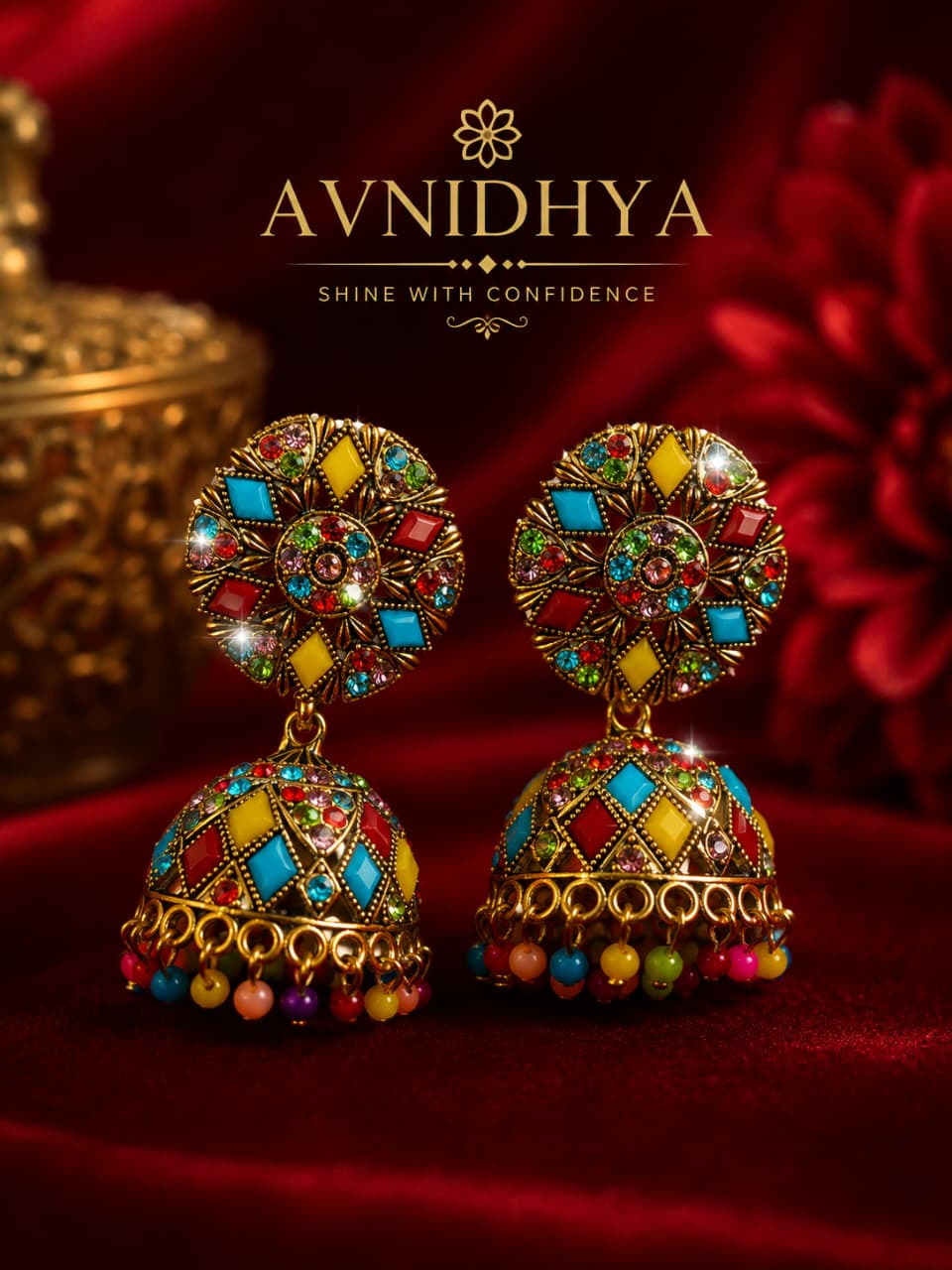 Multicolor Traditional Jhumka Earrings