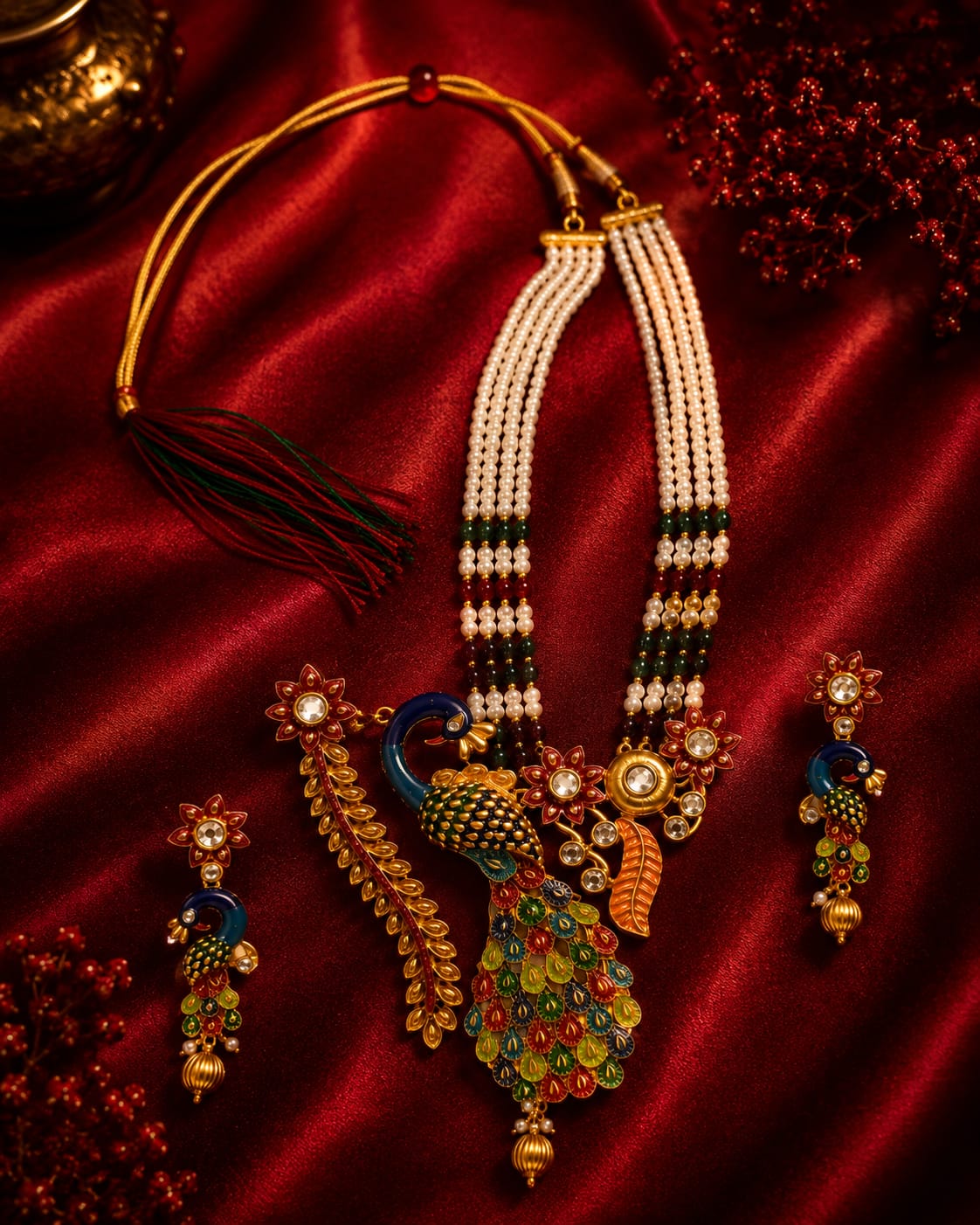 Peacock Pearl Necklace Set