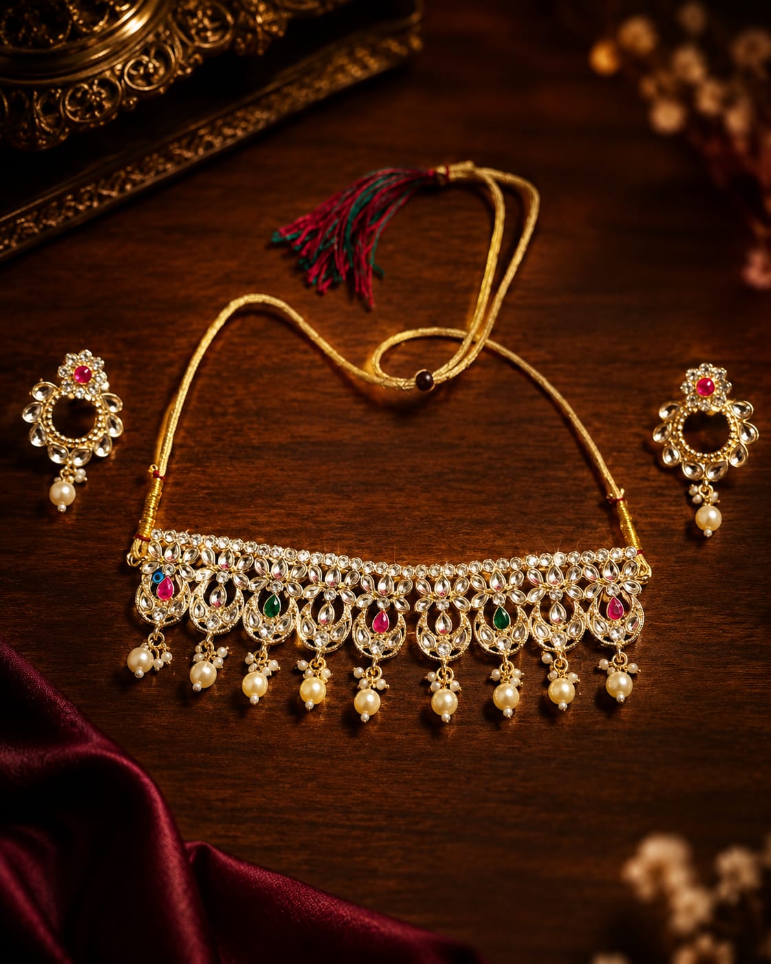 Gold Plated Kundan Choker Necklace Set