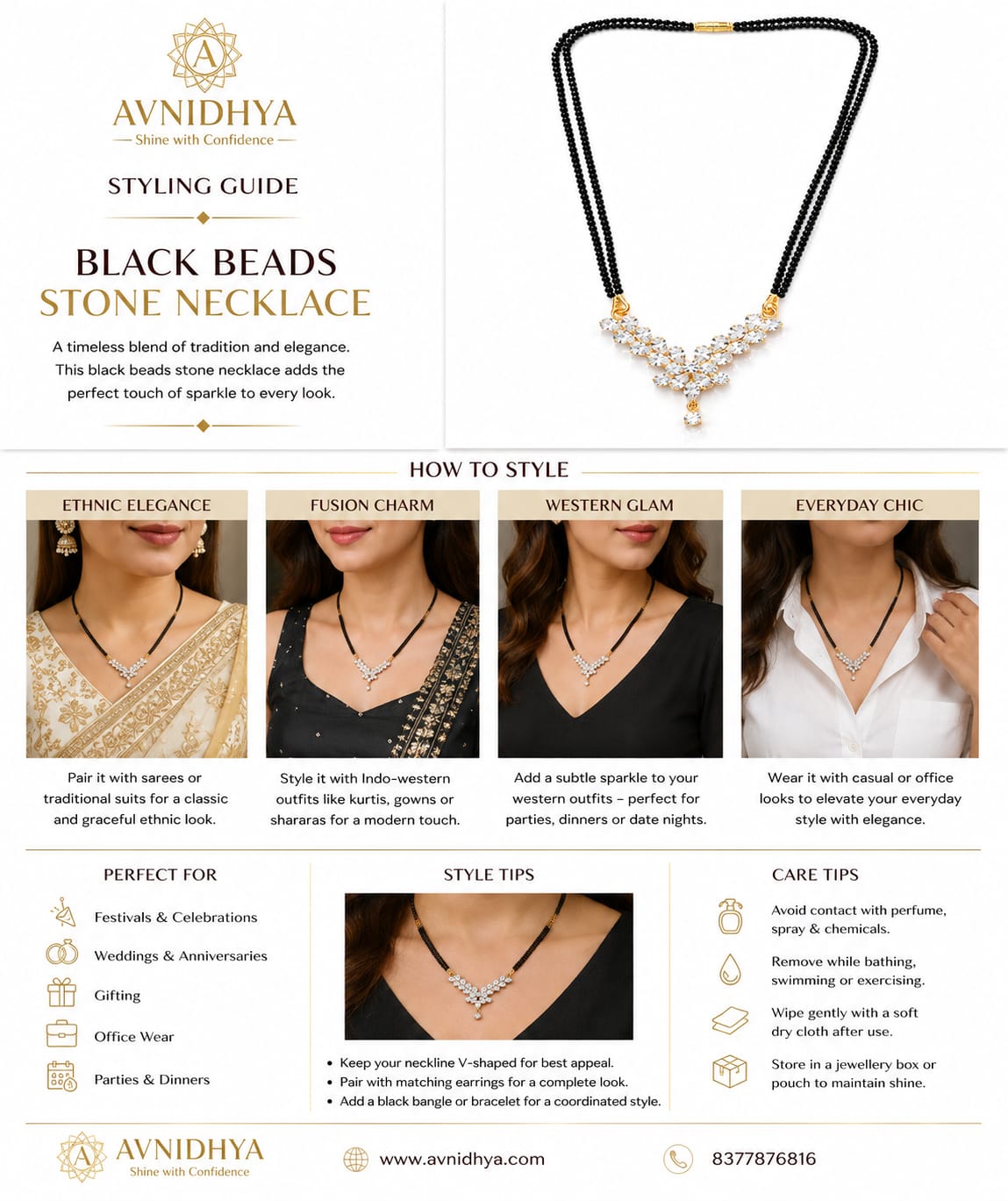 Crystal Leaf Mangalsutra