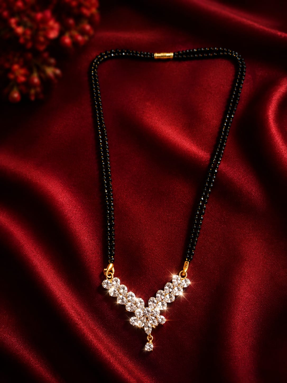 Crystal Leaf Mangalsutra