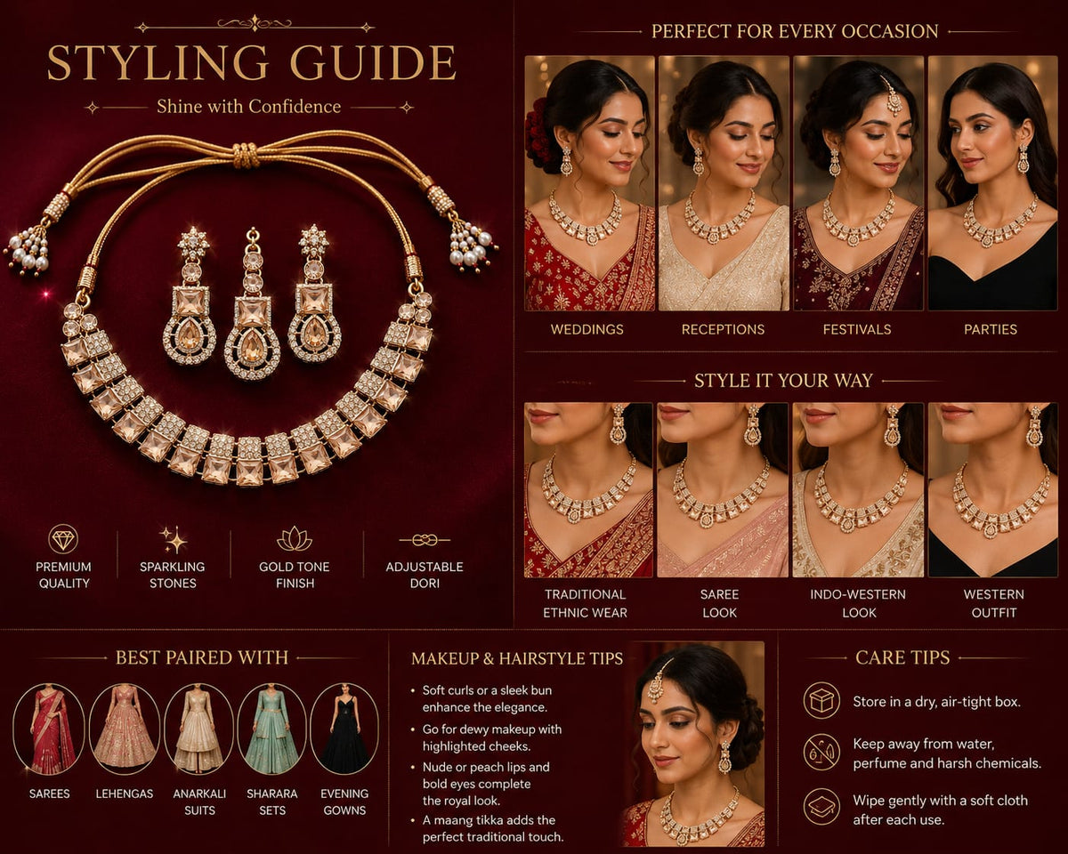 Rose Golden Kundan set