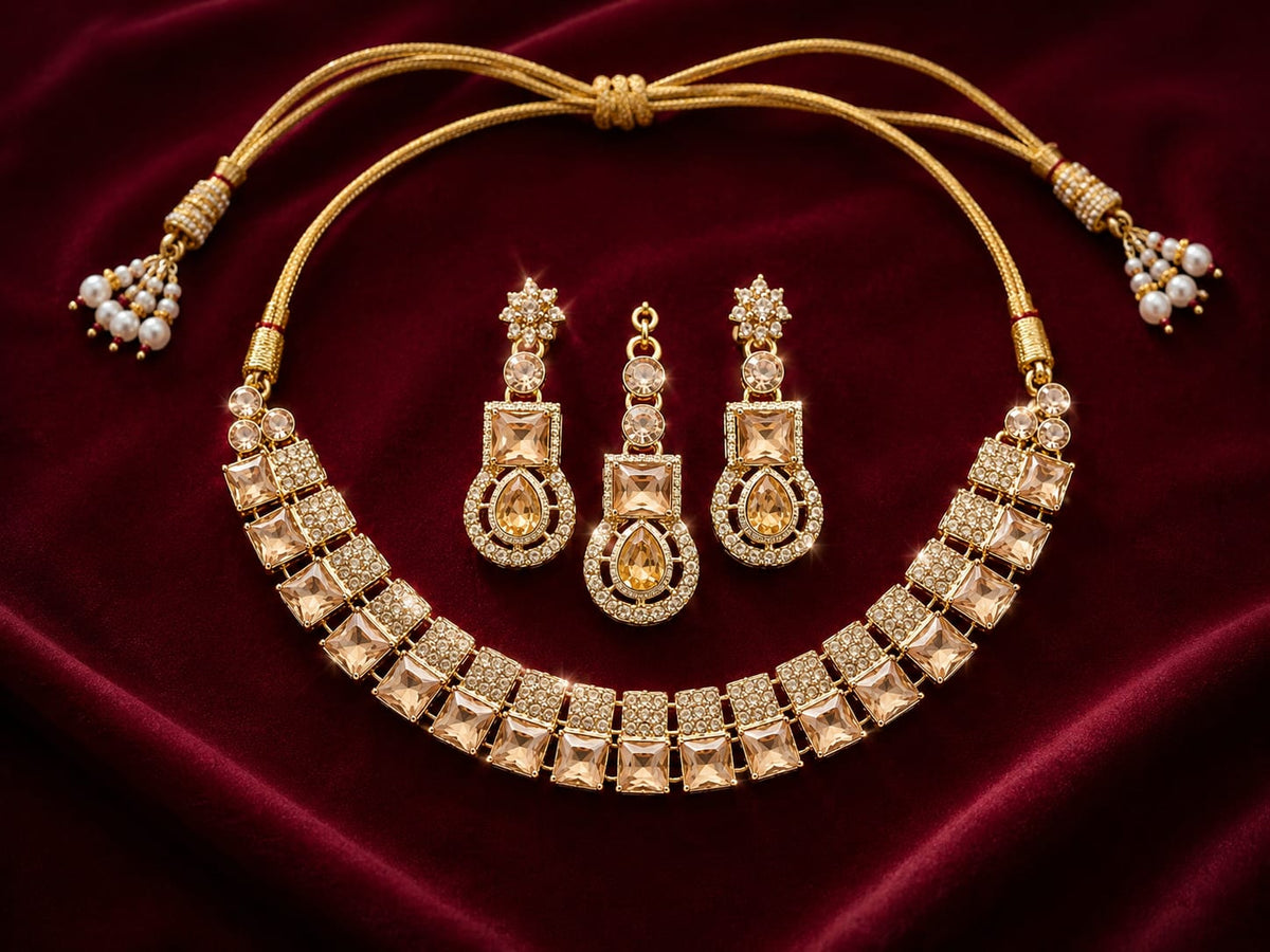 Rose Golden Kundan set