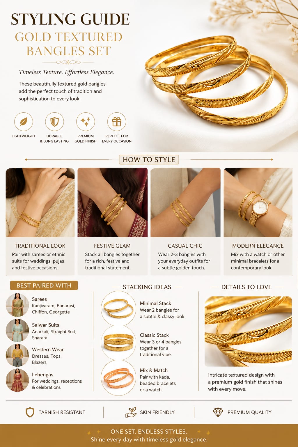 Textured Gold-Tone Bangles