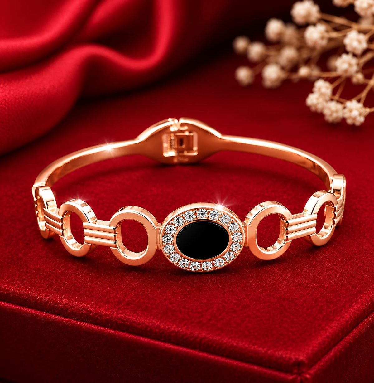 Rose Gold Black Charm Bracelet