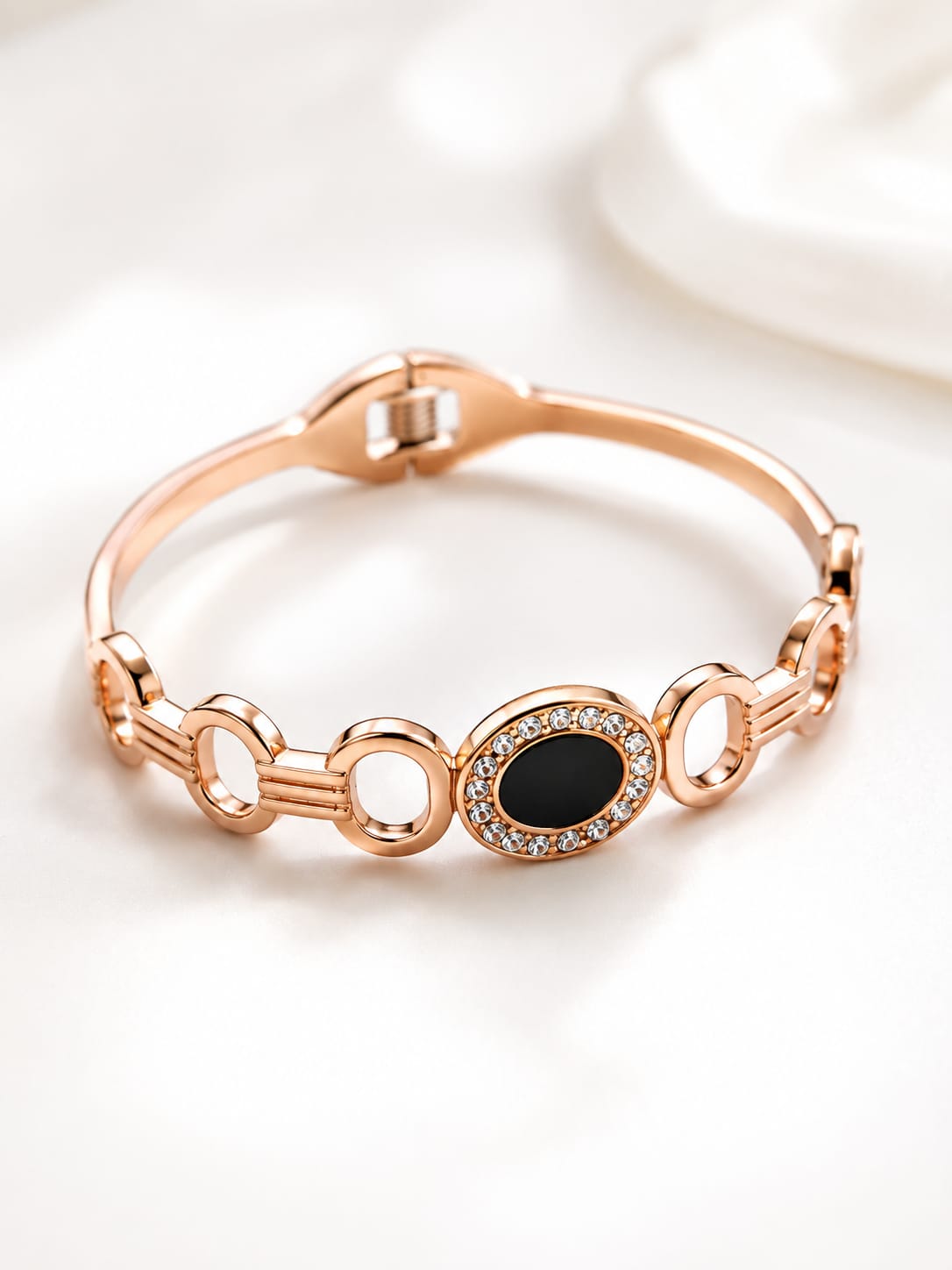 Rose Gold Black Charm Bracelet