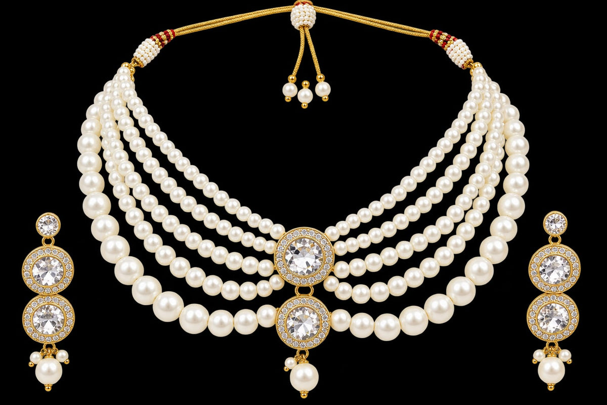 White pearl Necklace set