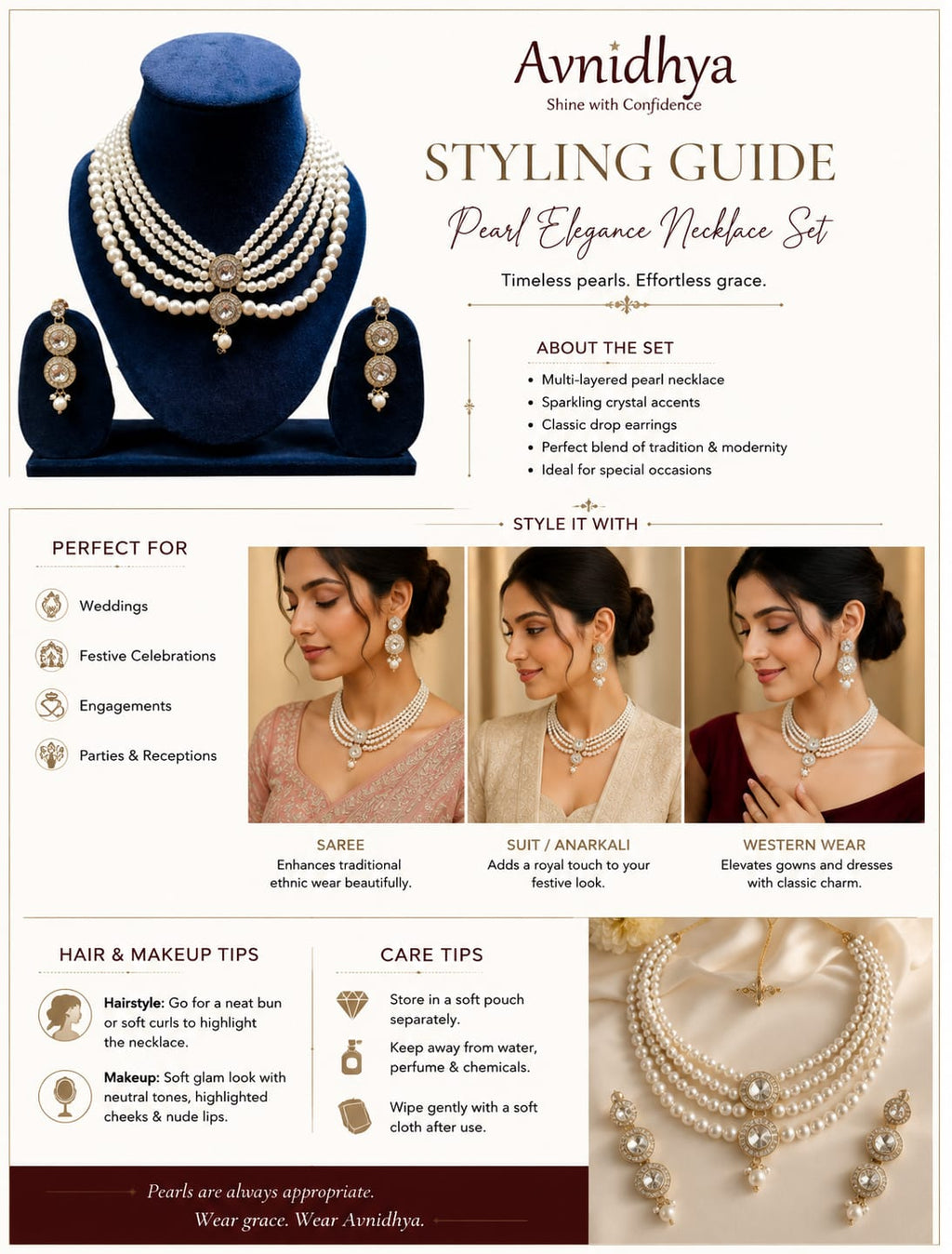 White pearl Necklace set