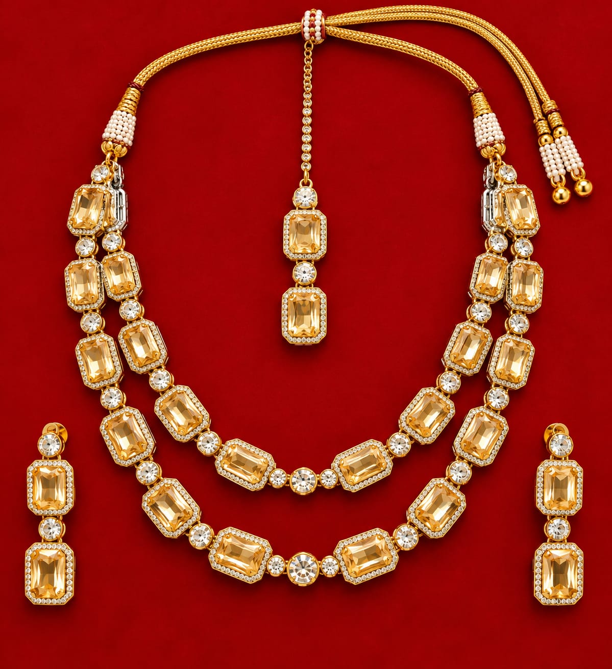 Golden Double-Layer Necklace Set
