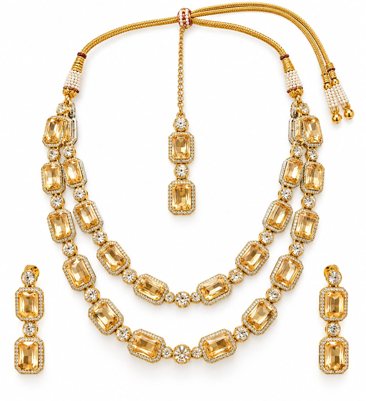 Golden Double-Layer Necklace Set