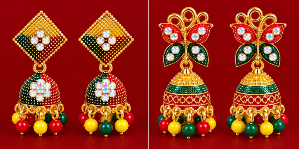 Multicolour Festive Jhumka earrings
