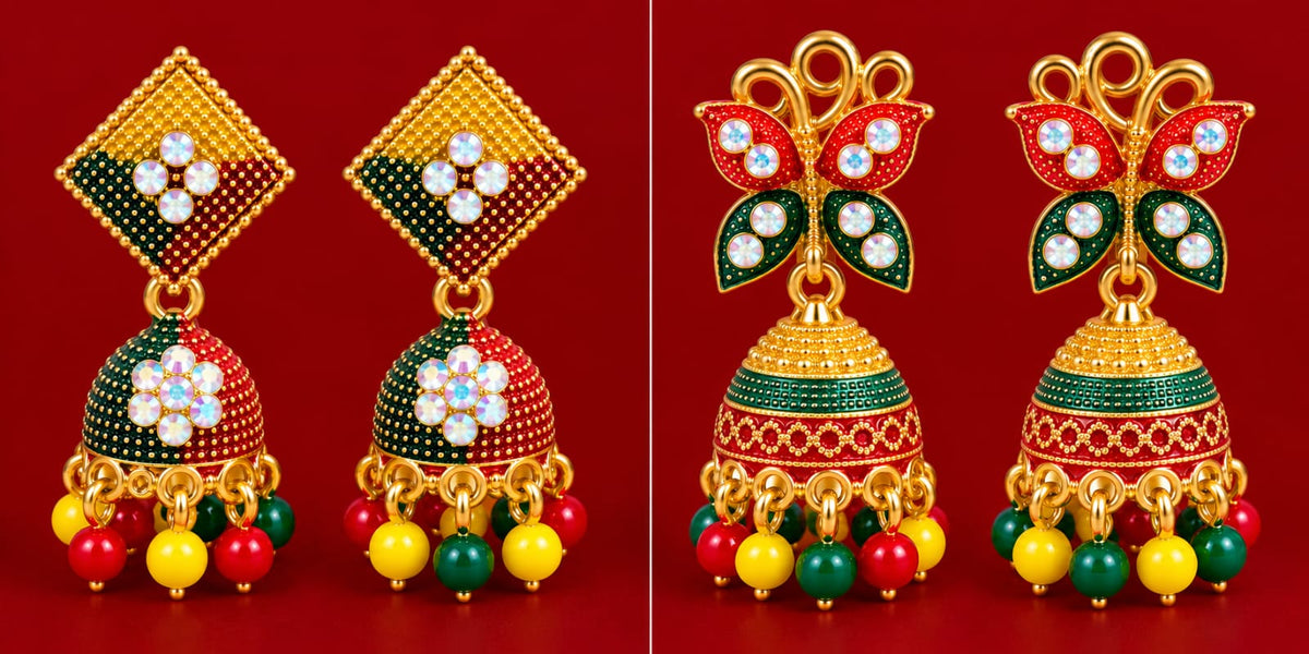 Multicolour Festive Jhumka earrings