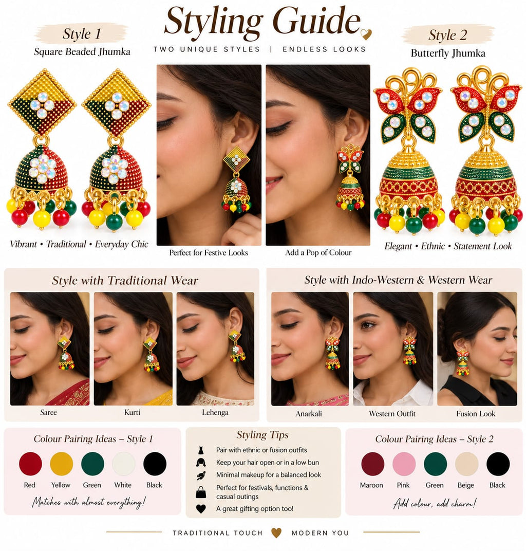 Multicolour Festive Jhumka earrings