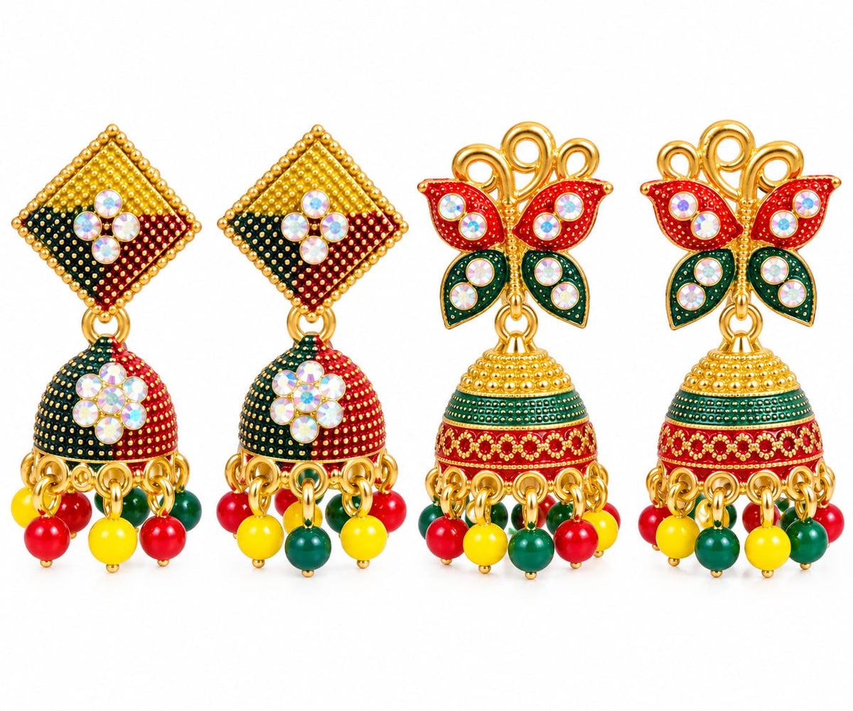 Multicolour Festive Jhumka earrings
