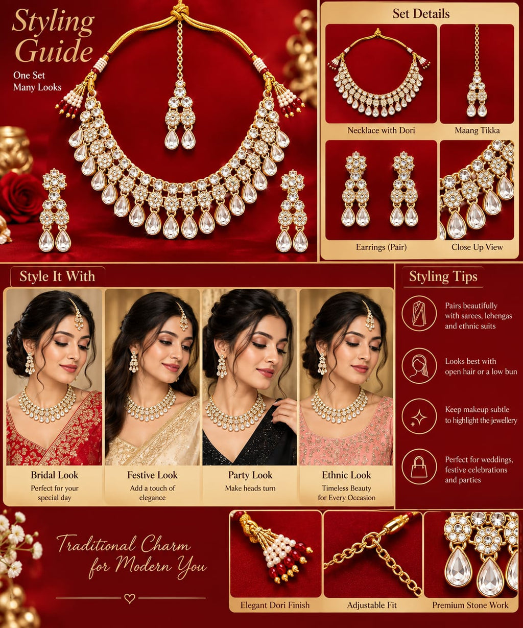 Crystal Drop Necklace Set