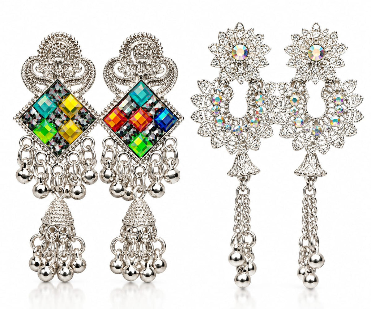 Silver Oxidised Jhumka Combo