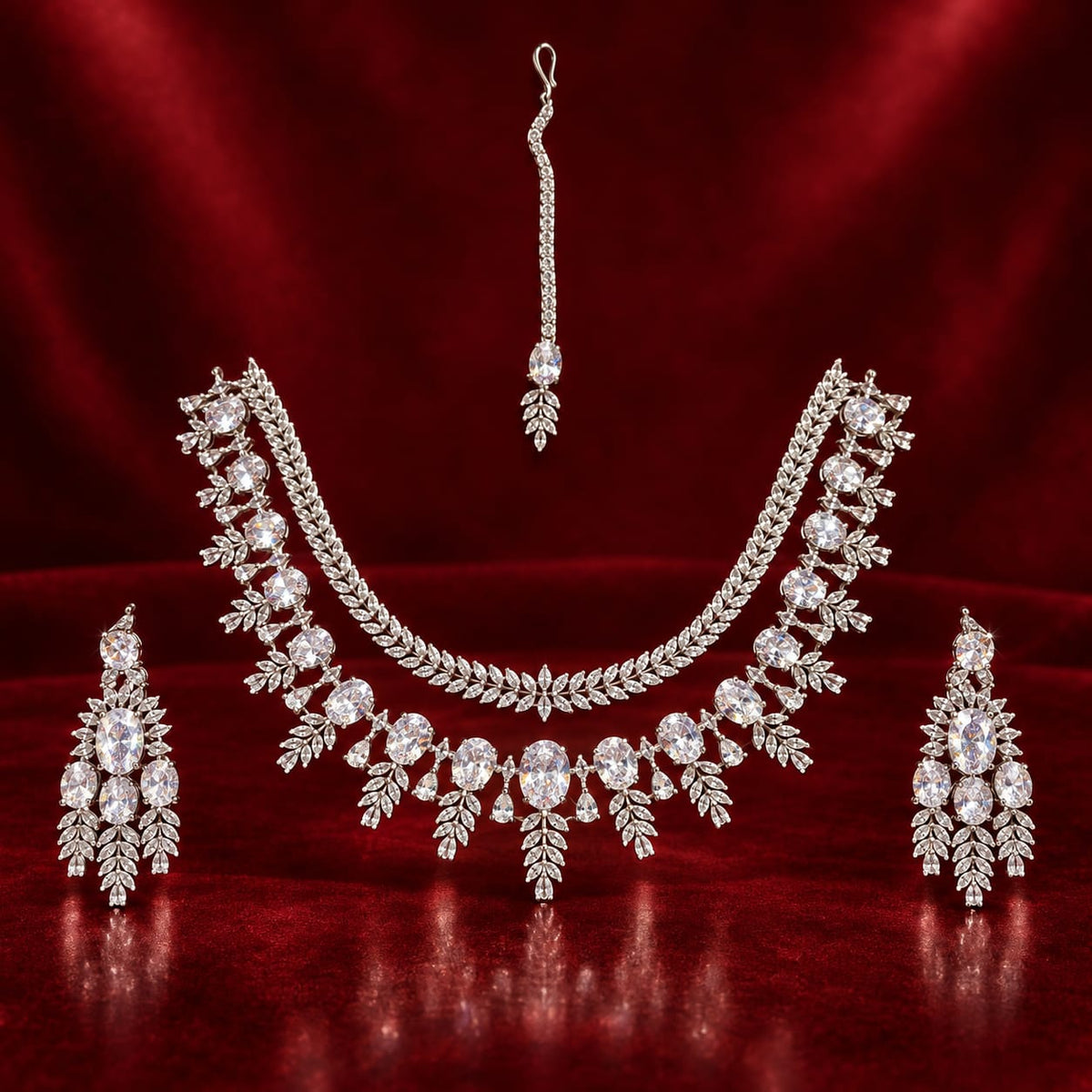 Crystal Leaf Necklace Set