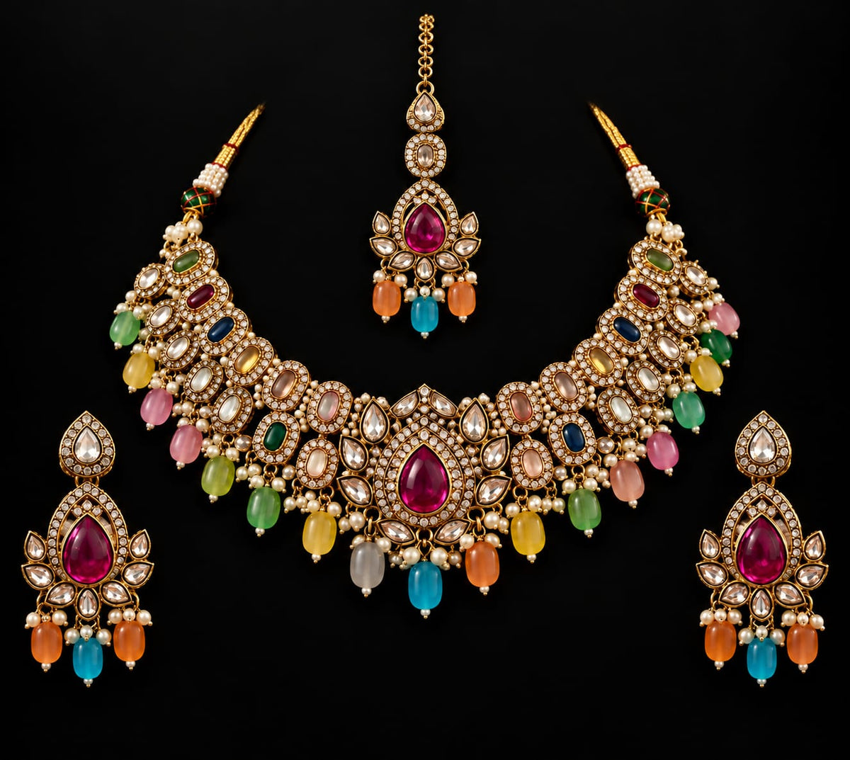 Multicolor Kundan Bridal Choker Set