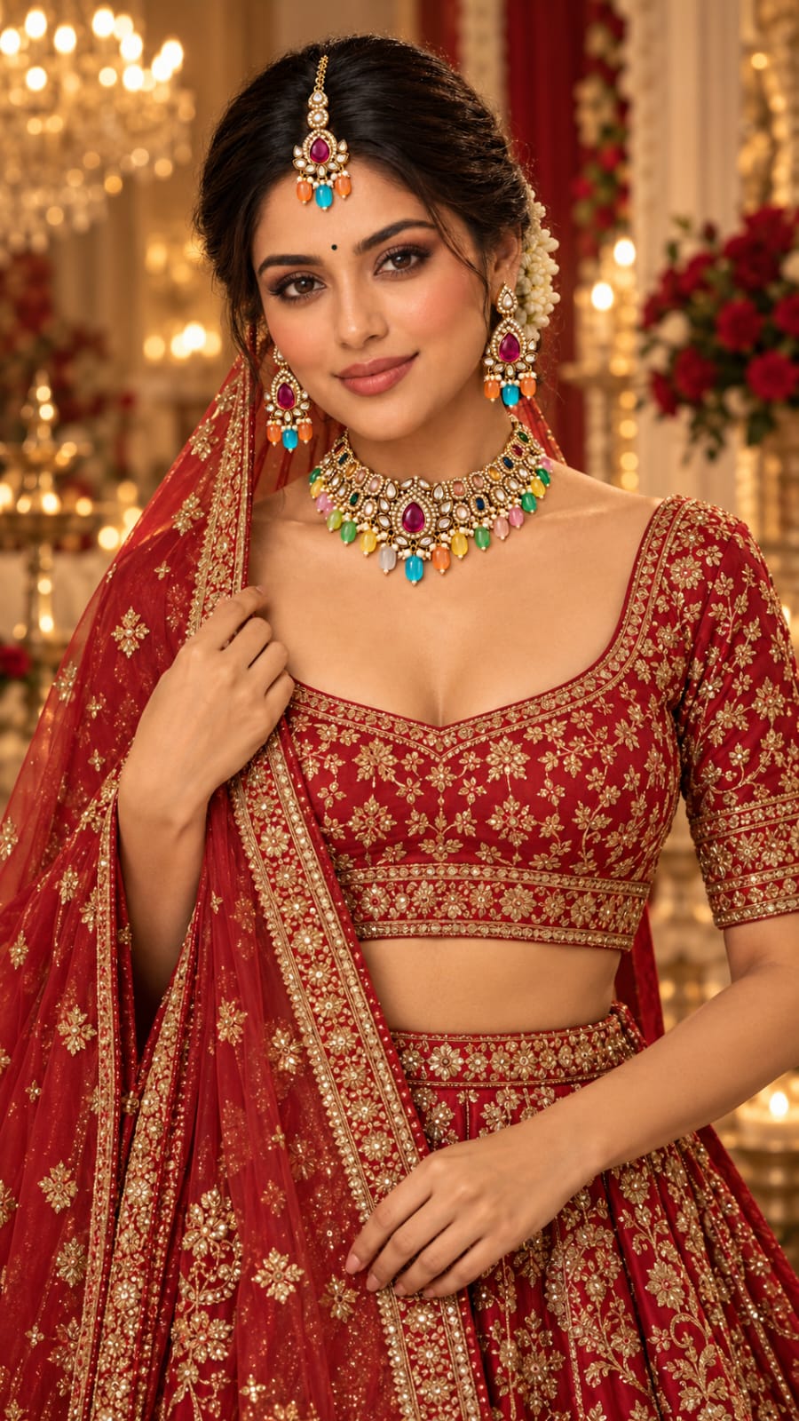Multicolor Kundan Bridal Choker Set