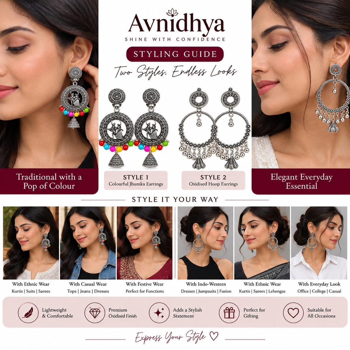 Oxidised Earrings Combo