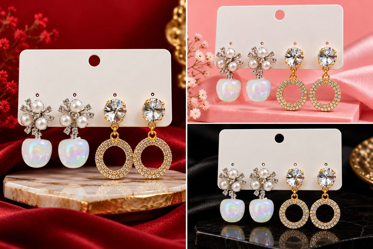 Pearl & Crystal Earrings Combo