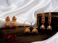 Gold Plated Jhumka Earrings Combo Set