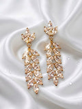 Gold Plated Crystal Leaf Drop Earring