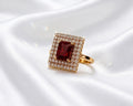 Gold Plated Ruby Crystal Statement Ring