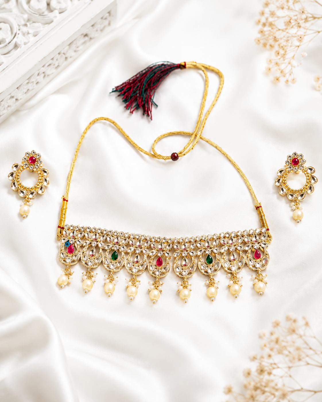 Gold Plated Kundan Choker Necklace Set