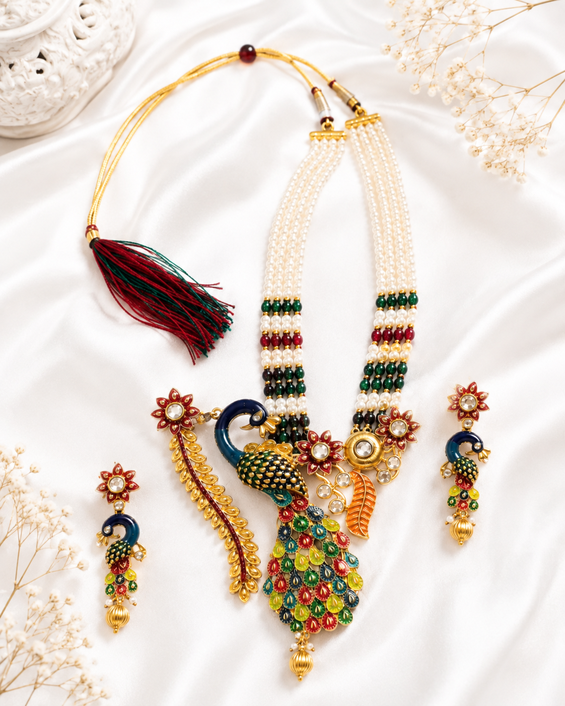 Peacock Pearl Necklace Set